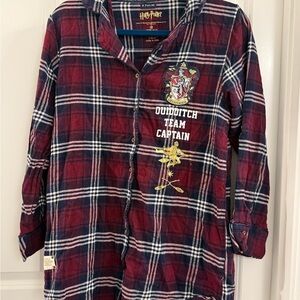 Harry Potter Gryffindor Quidditch Team Captain Lounge Night Check Shirt Medium